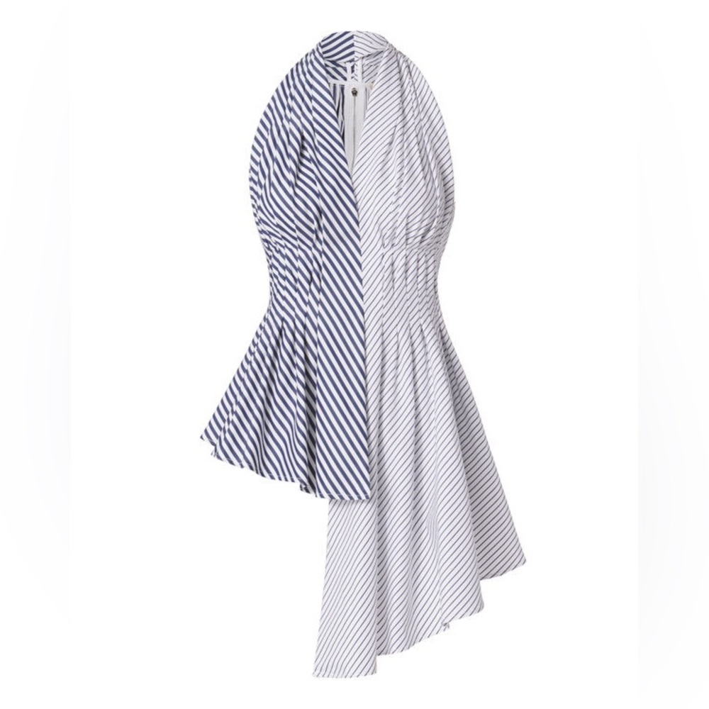 Adam Lippes asymmetrical pleated cotton blouse